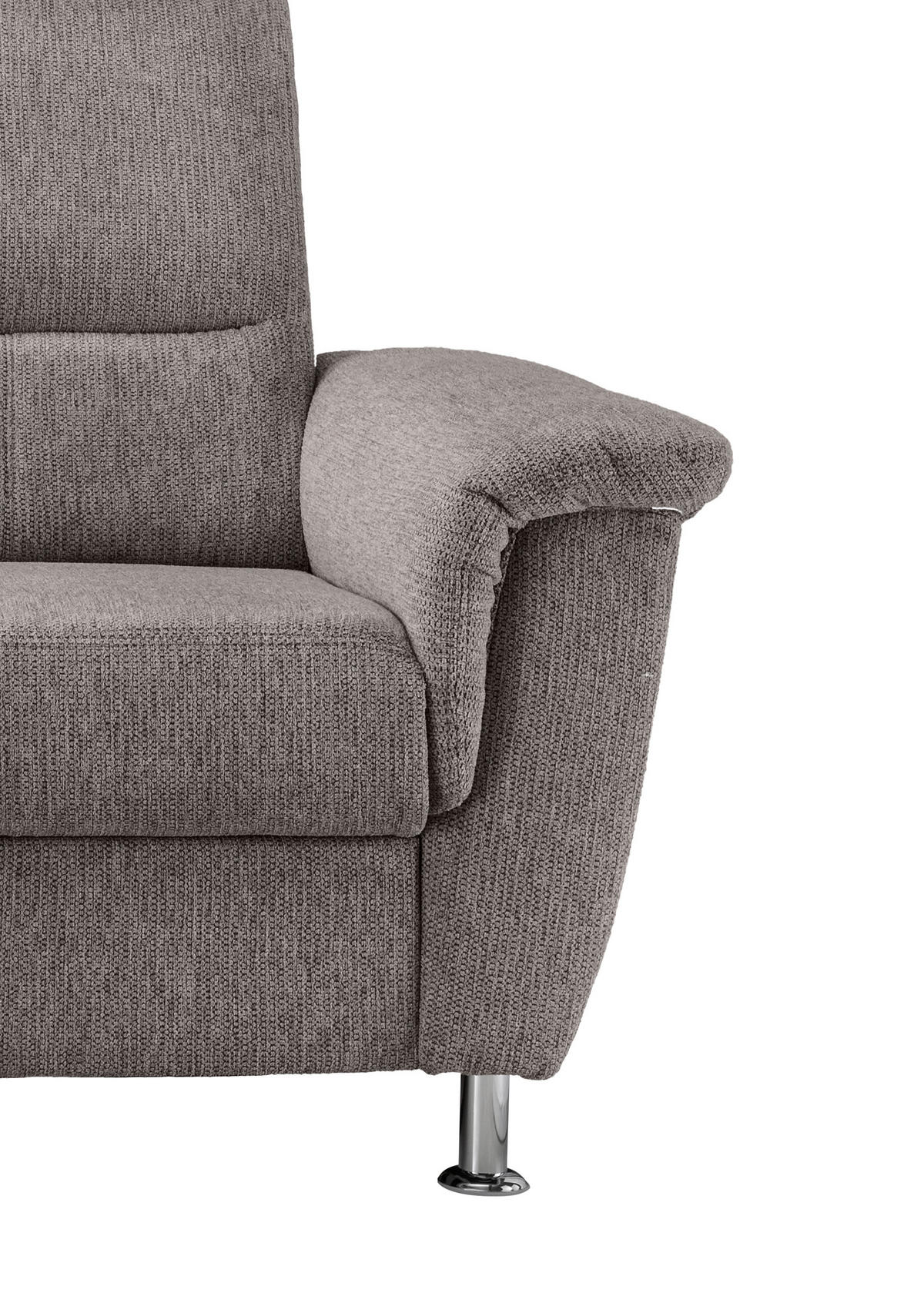 ECKSOFA in Chenille Graubraun  - Chromfarben/Graubraun, Modern, Textil/Metall (165/231cm) - Livetastic