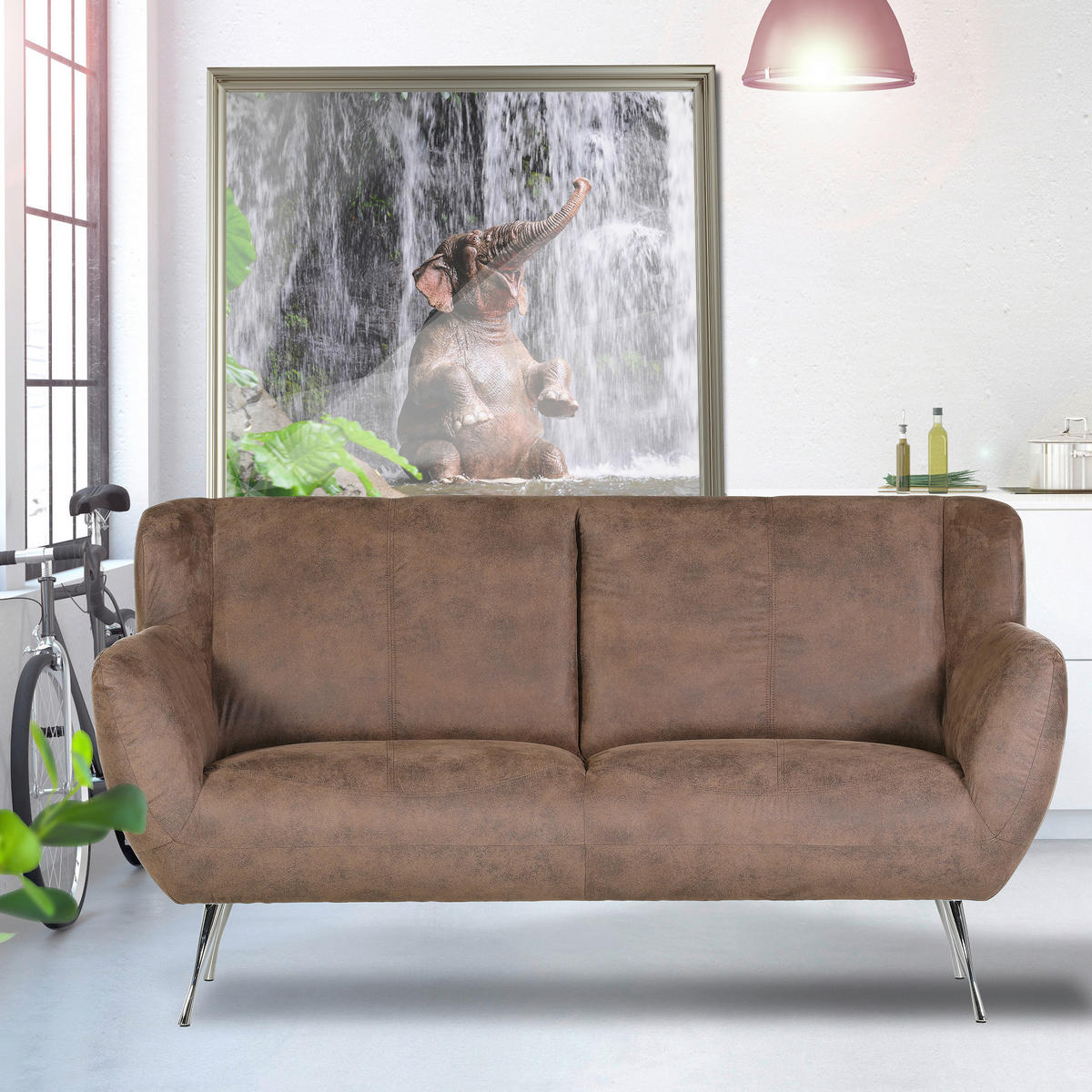 KÜCHENSOFA  - Chromfarben/Braun, KONVENTIONELL, Textil/Metall (181/97/84cm) - Carryhome