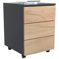 ROLLCONTAINER Honigeiche, Anthrazit  - Honigeiche/Anthrazit, MODERN, Holzwerkstoff/Kunststoff (39/55/45cm) - MID.YOU