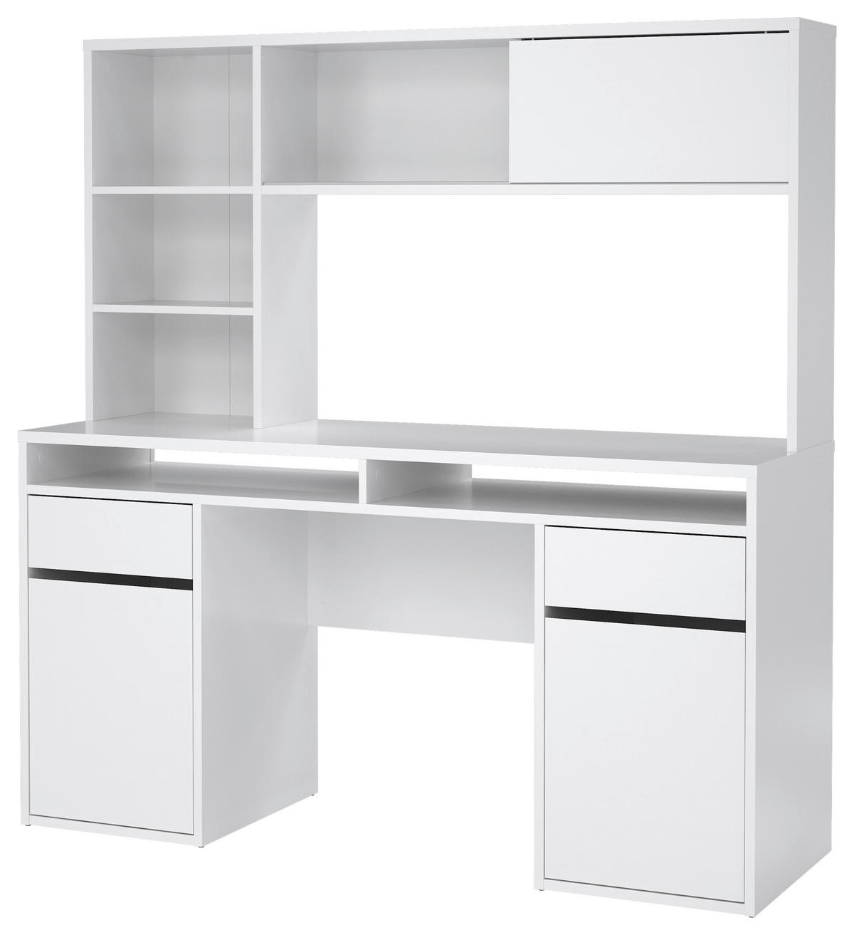 SCHREIBTISCH 149/48,2/156,2 cm Weiss Hochglanz Stauraum  - Weiss Hochglanz, Modern, Holzwerkstoff (149/48,2/156,2cm) - P & B