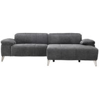 ECKSOFA Dunkelgrau Chenille  - Dunkelgrau/Silberfarben, Design, Textil/Metall (262/175cm) - Livetastic