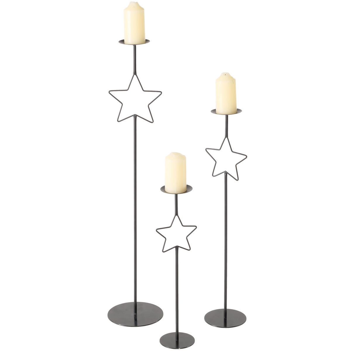 KERZENHALTER - Schwarz, Metall (20/20/99,5cm) - Boltze Home