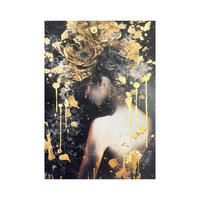 OLAJFESTMÉNY 70/100 cm  - fekete/aranyszínű, Basics, faalapú anyag/textil (70/100cm) - Monee