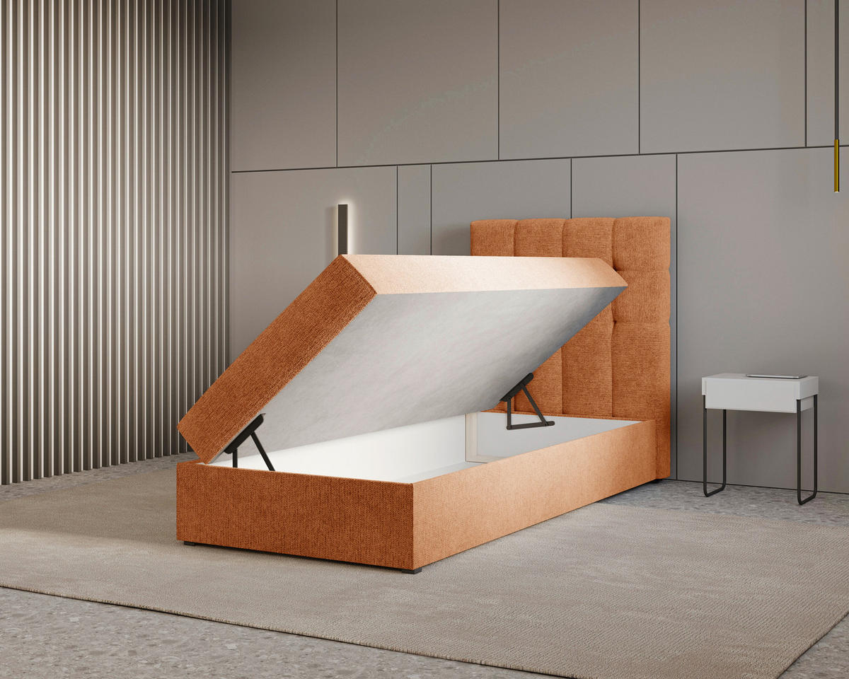 BOXBETT 90/200 cm  in Kupferfarben  - Schwarz/Kupferfarben, MODERN, Holz/Kunststoff (90/200cm) - Livetastic