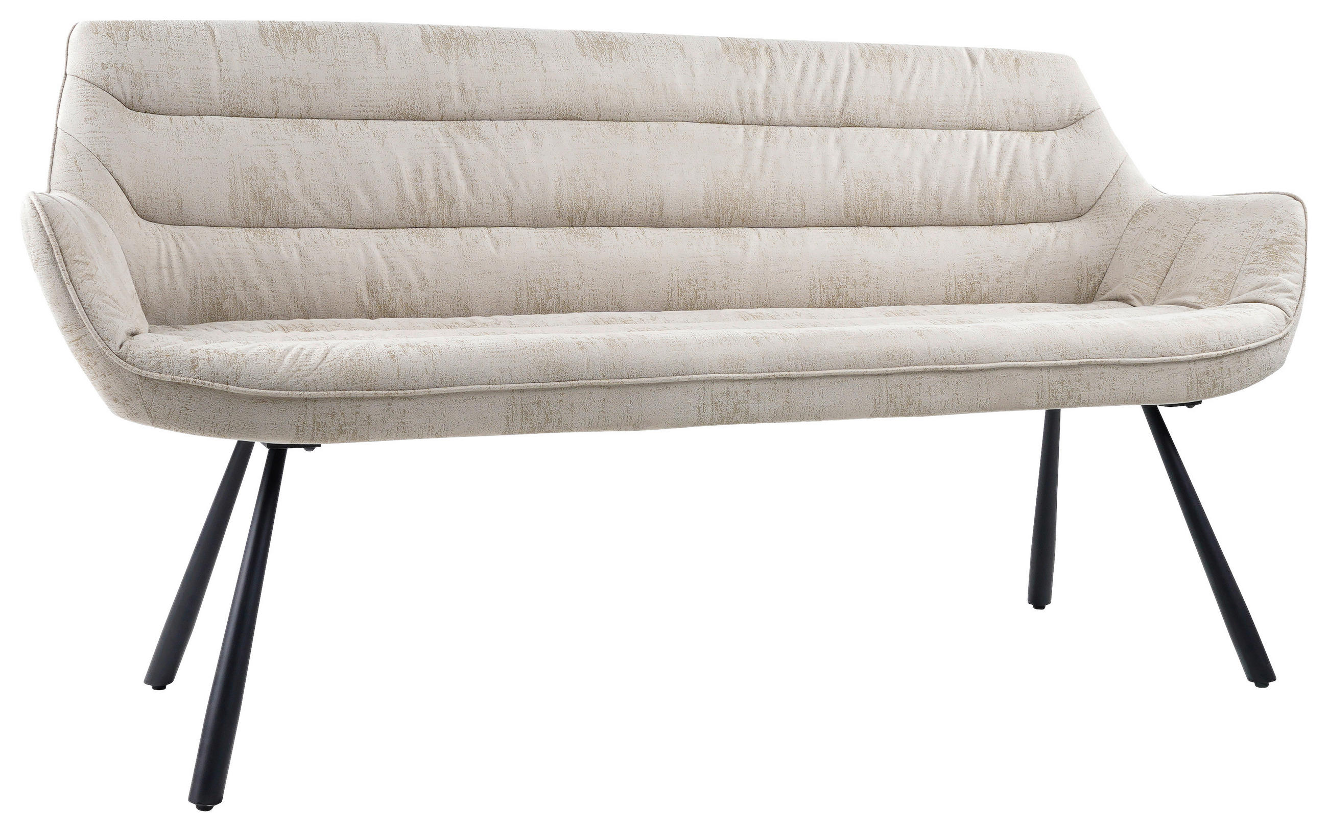 SITZBANK 177,5/87/64 cm Struktur Beige  - Beige/Schwarz, Design, Textil/Metall (177,5/87/64cm) - Hom`in