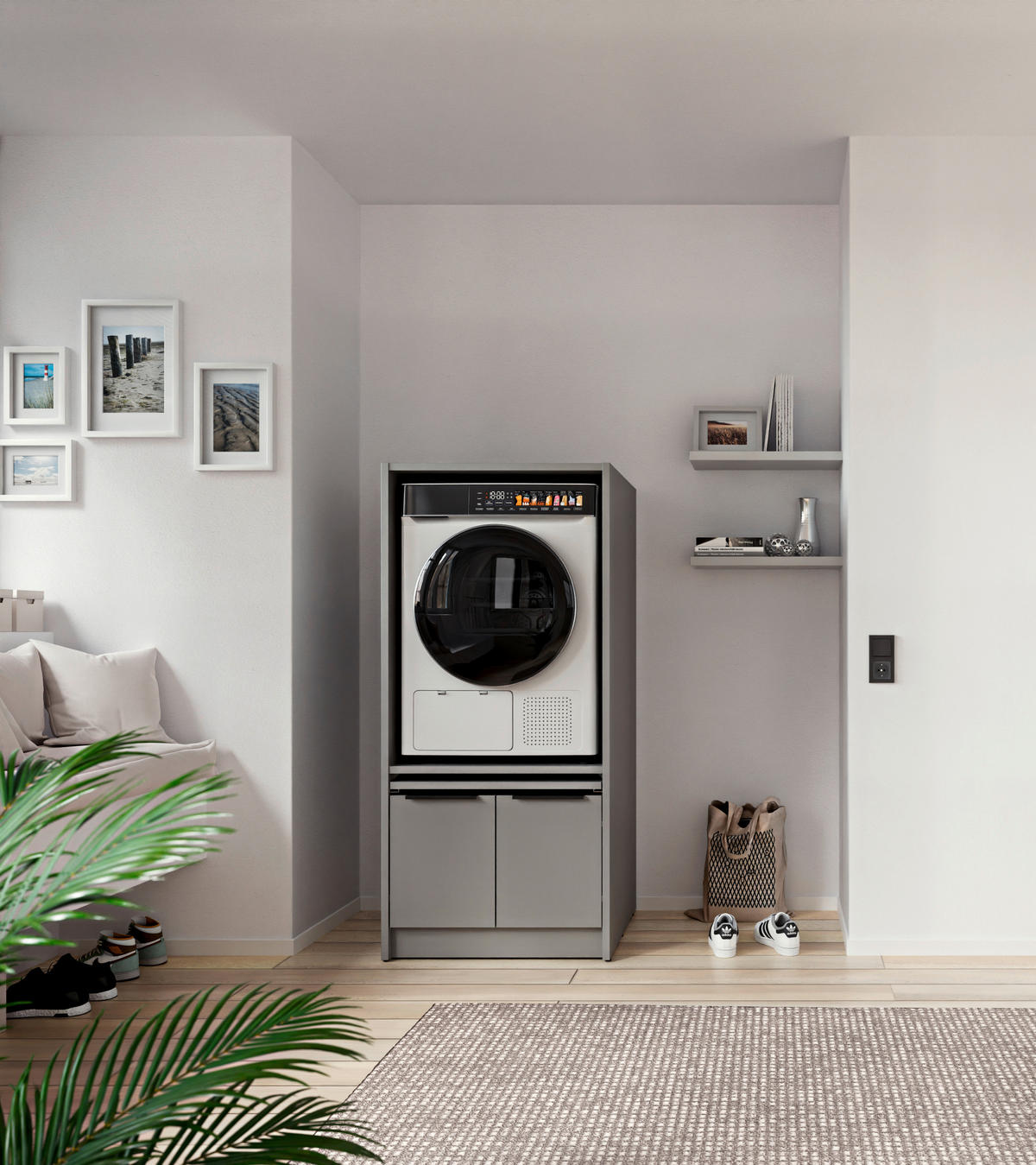WASCHMASCHINENSCHRANK 70/150/68 cm  in Grau  - Schwarz/Grau, Basics, Holzwerkstoff/Kunststoff (70/150/68cm) - MID.YOU