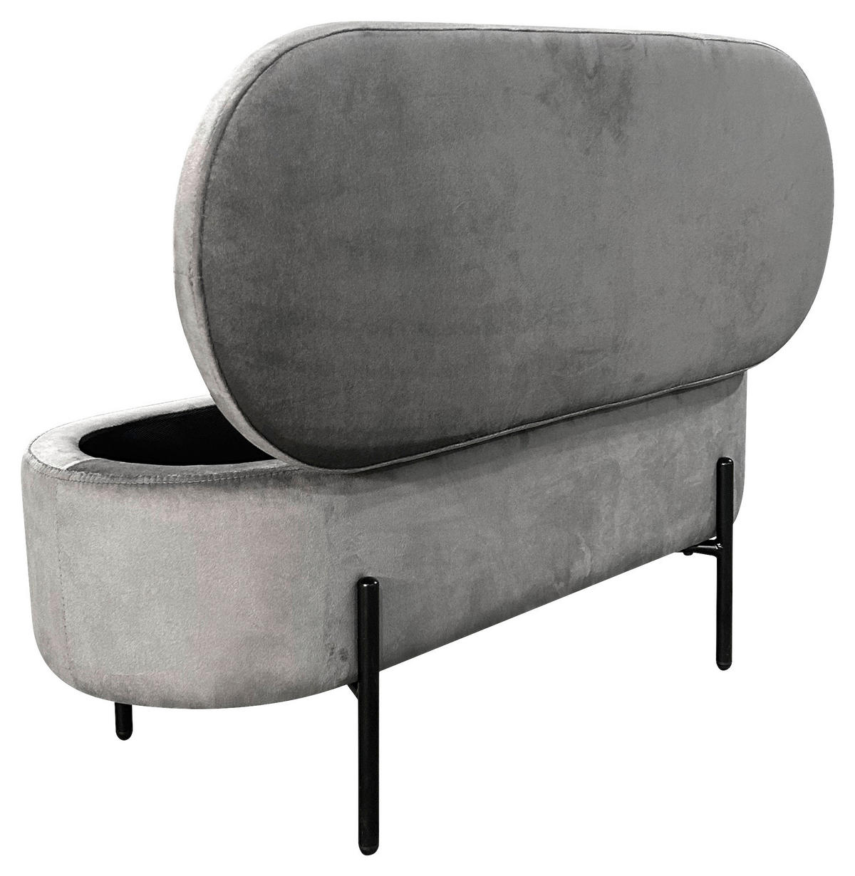 SITZBANK 95/42/37,5 cm Samt Grau, Schwarz  - Schwarz/Grau, Design, Textil/Metall (95/42/37,5cm) - MID.YOU