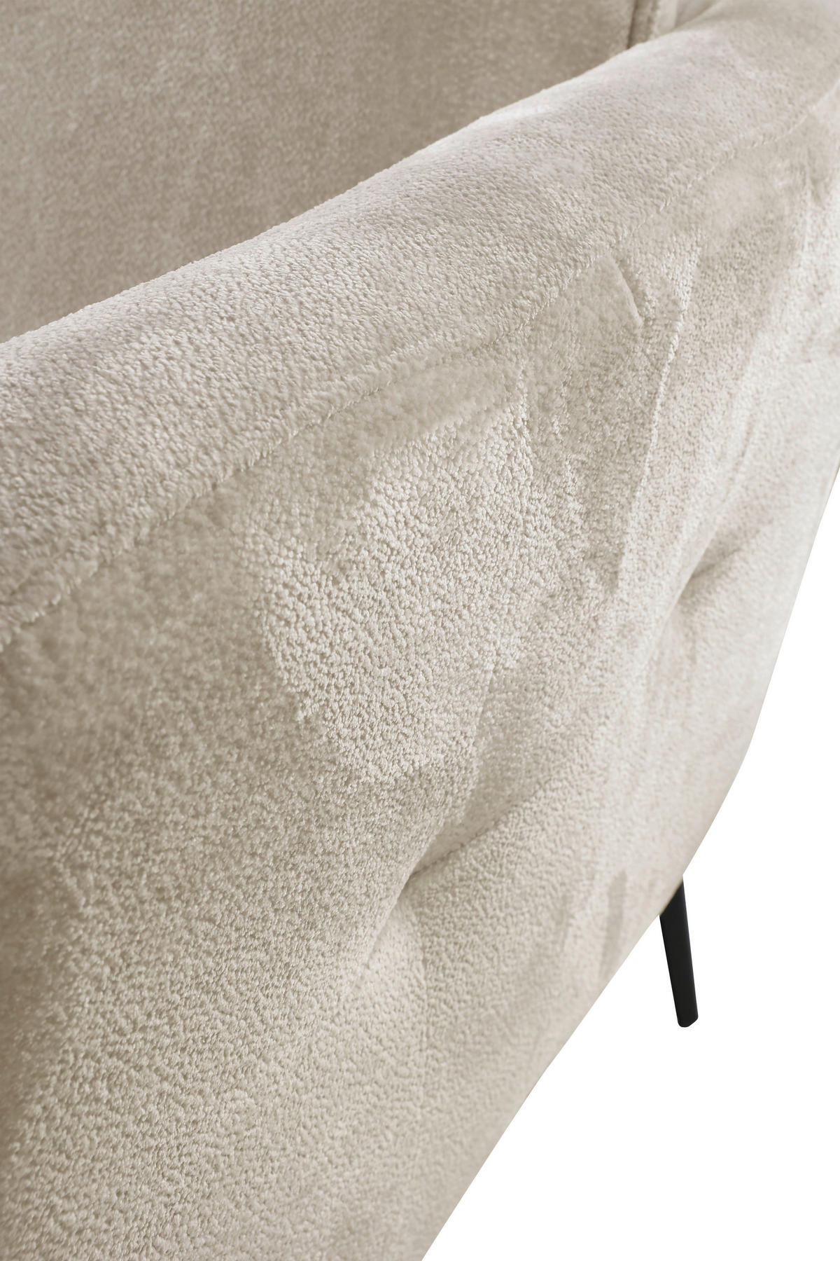 SOFA in Velours Creme  - Creme/Schwarz, Design, Textil/Metall (225/86/95cm) - MID.YOU