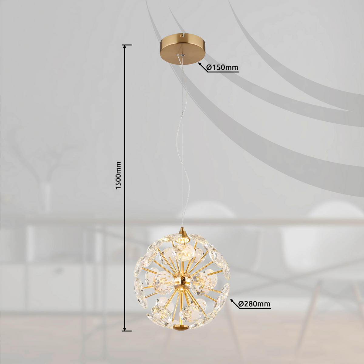 ZÁVĚSNÉ LED SVÍTIDLO, 28/150 cm  - Lifestyle (28/150cm) - Globo