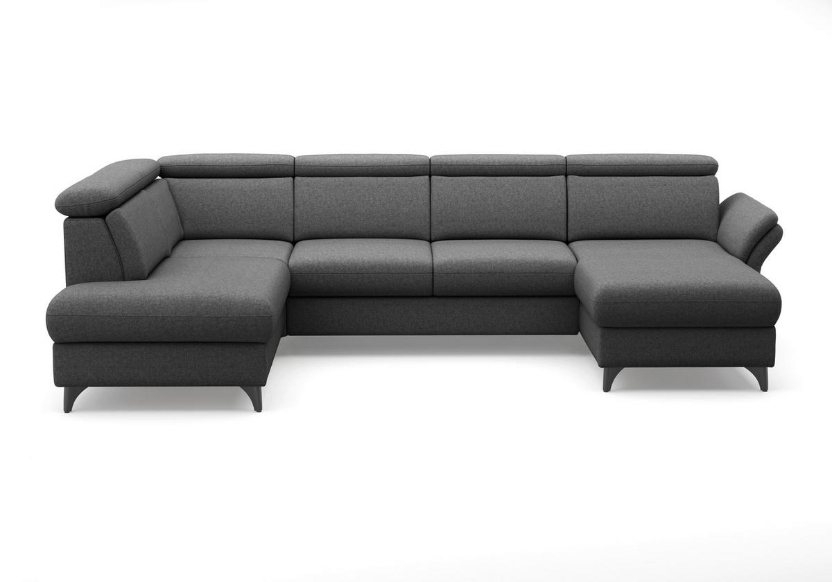 WOHNLANDSCHAFT Flachgewebe Dunkelgrau  - Dunkelgrau/Schwarz, Konventionell, Textil/Metall (193/321/166cm) - Sit & More