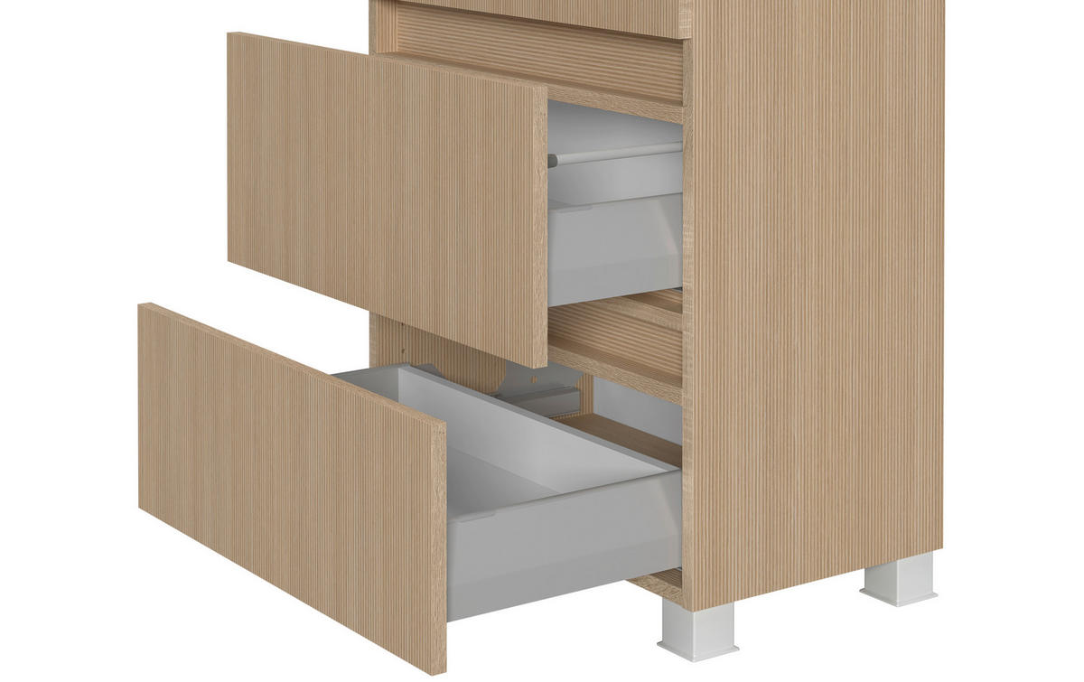 MIDISCHRANK 60/131/35 cm  - Sandfarben/Eichefarben, KONVENTIONELL, Holzwerkstoff/Kunststoff (60/131/35cm) - Xora