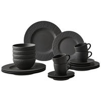 KOMBISERVICE Schwarz Manufacture Rock 20-teilig 4 Personen  - Schwarz, LIFESTYLE, Keramik (38,5/25,5/35,8cm) - Villeroy & Boch