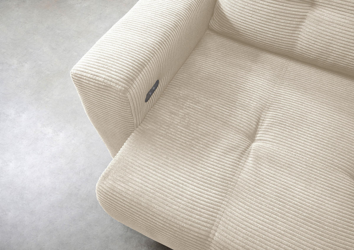 ECKSOFA Cord Beige  - Beige/Schwarz, Modern, Holz/Textil (246/177cm) - MID.YOU