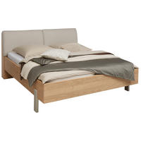 BETT 180/200 cm,  in Taupe, Eichefarben,  - Taupe/Eichefarben, Design, Metall (180/200cm) - Dieter Knoll