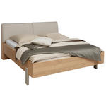 BETT 180/200 cm,  in Taupe, Eichefarben,  - Taupe/Eichefarben, Design, Metall (180/200cm) - Dieter Knoll