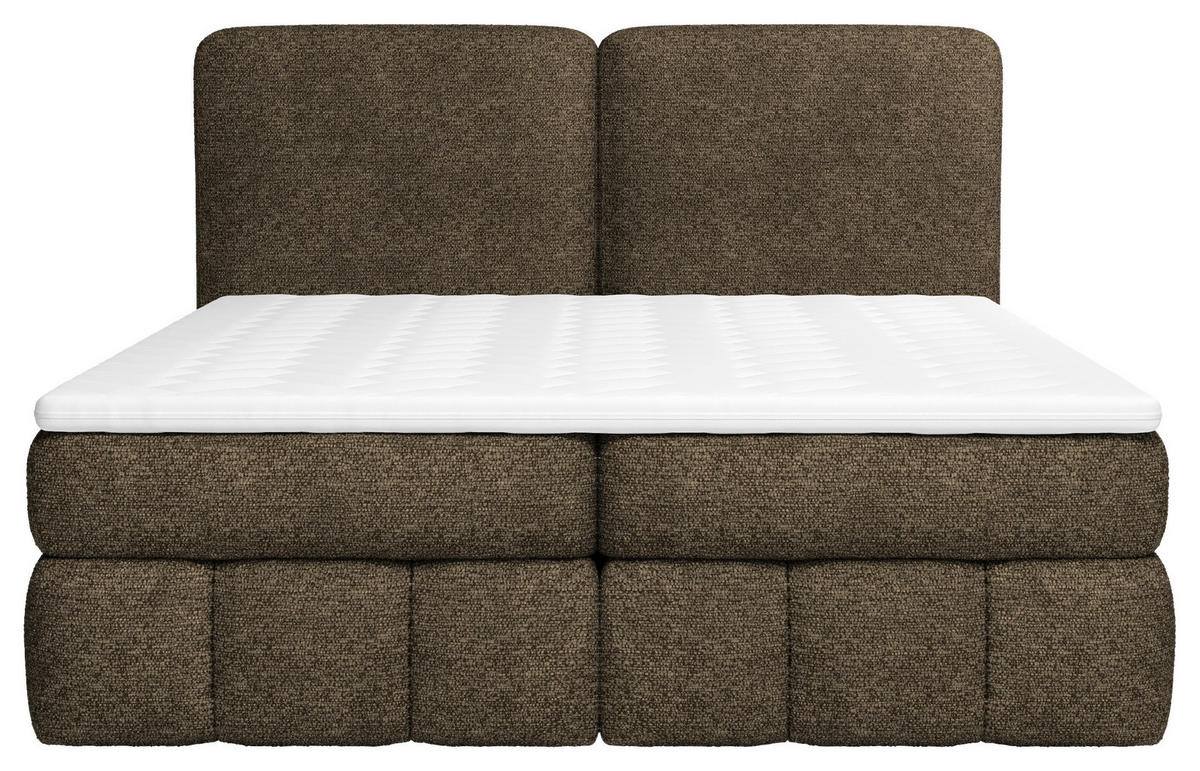 BOXBETT 160/200 cm,  in Dunkelbraun, Bettkasten, Topper, Matratzen, H3 = fest  - Dunkelbraun/Schwarz, KONVENTIONELL, Kunststoff/Textil (160/200cm) - Carryhome