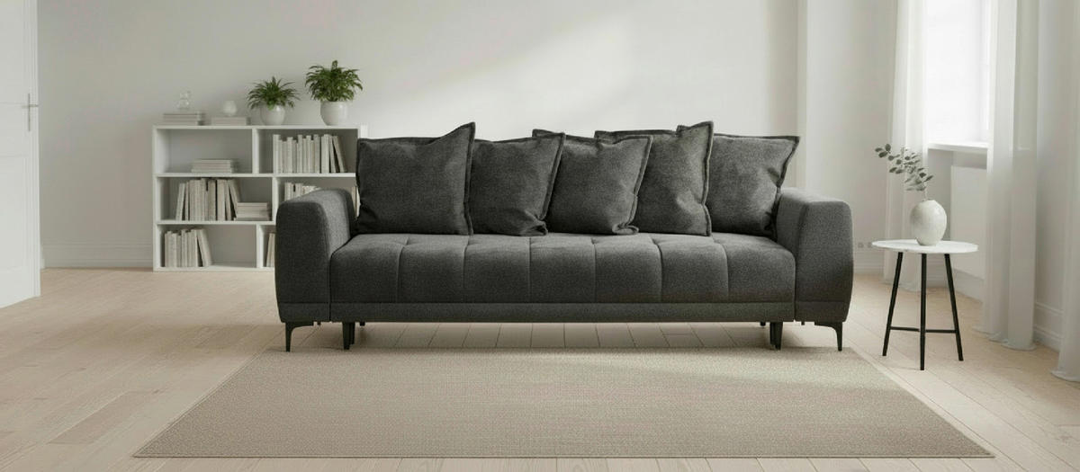 SCHLAFSOFA Struktur Anthrazit Bettkasten erhältlich, Bettfunktion erhältlich  - Anthrazit/Schwarz, Design, Holz/Holzwerkstoff (247/94/90cm) - MID.YOU