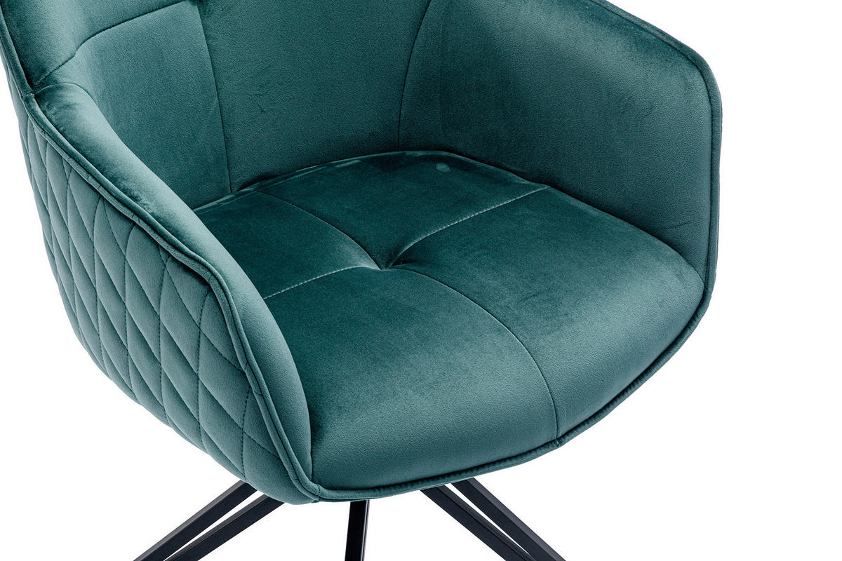 DREHSTUHL Samt Grün  - Schwarz/Grün, MODERN, Textil/Metall (59/83/60cm) - Livetastic