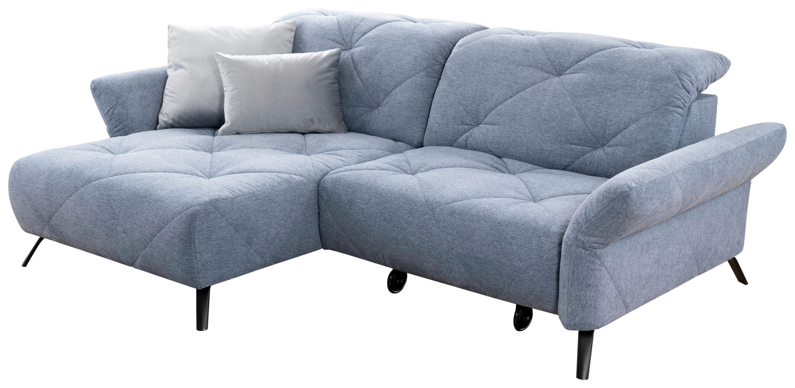 ECKSOFA in Webstoff Blau  - Blau/Schwarz, Design, Textil/Metall (173/244cm) - Moderano