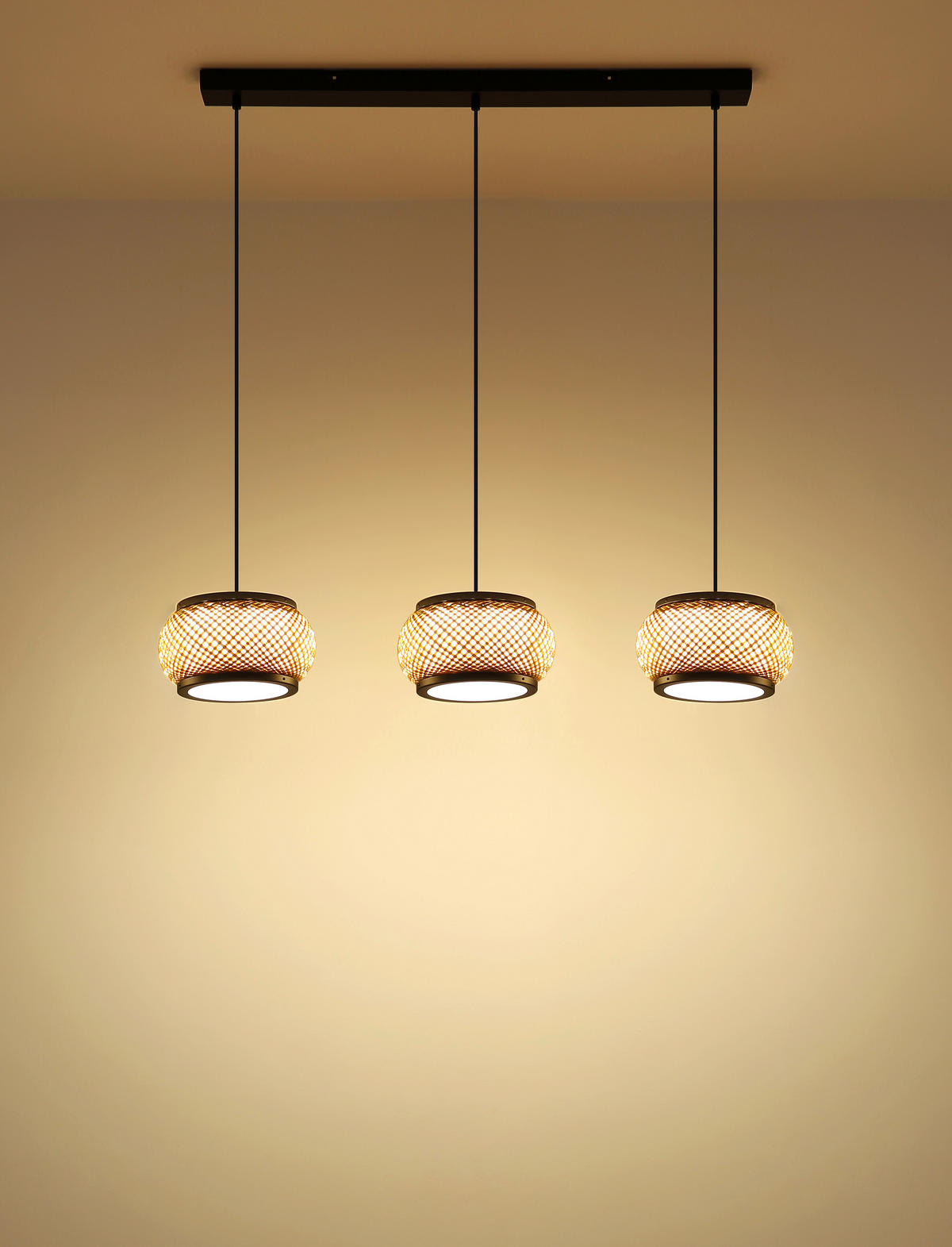 ZÁVĚSNÉ LED SVÍTIDLO, 92/22/120 cm - bílá/černá, Design, kov/dřevo (92/22/120cm) - Globo