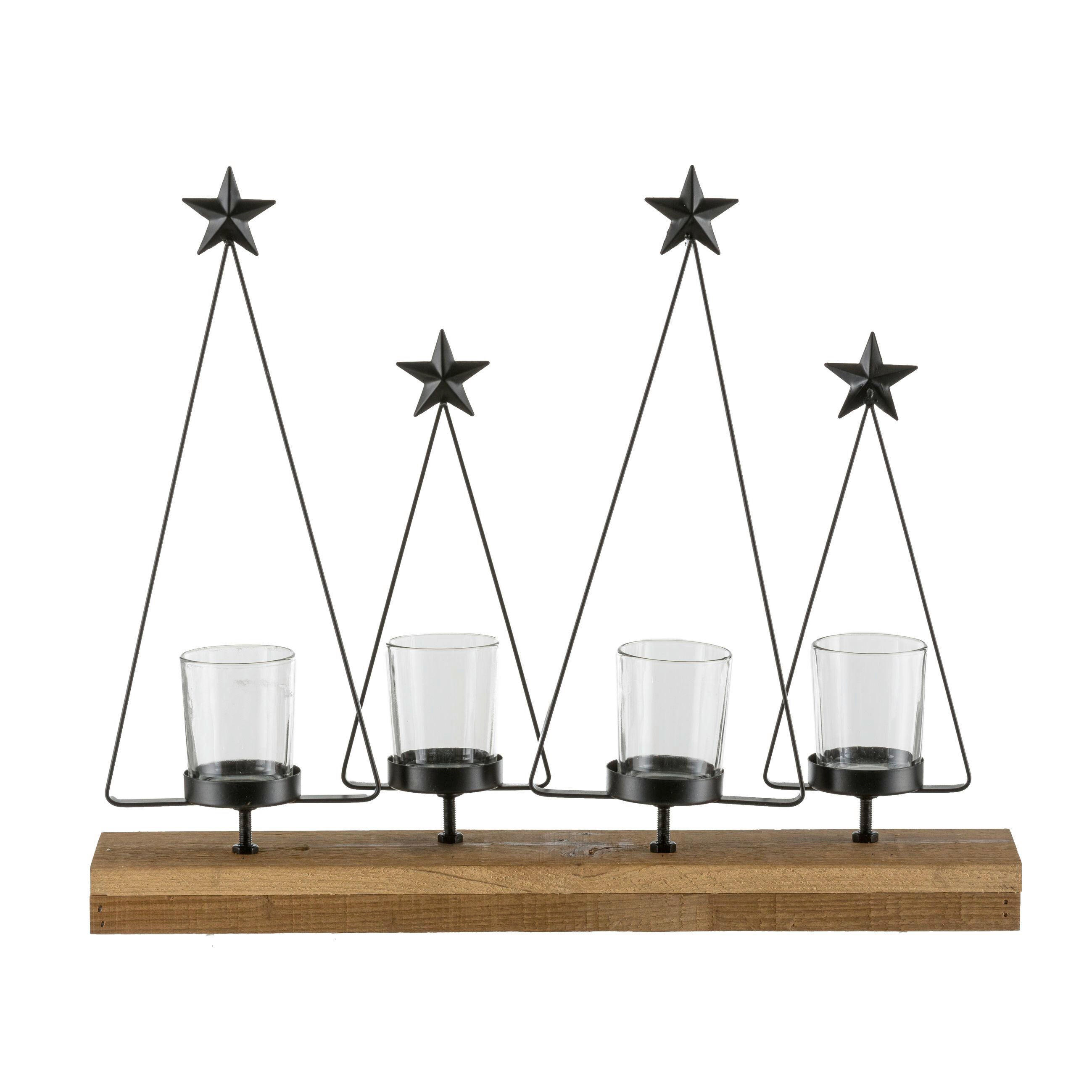 TEELICHTHALTER  - Schwarz, Basics, Metall (33/30/8cm)