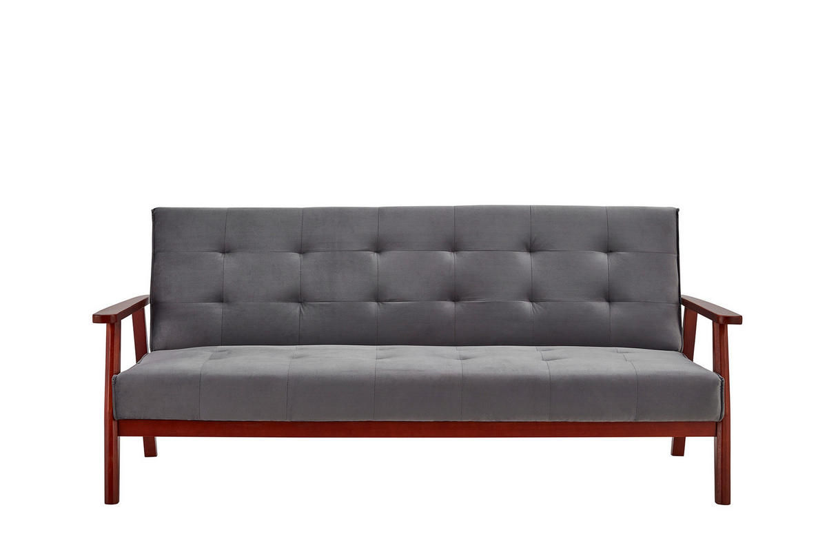 SCHLAFSOFA in Samt Kirschbaumfarben, Dunkelgrau  - Kirschbaumfarben/Dunkelgrau, MODERN, Holz/Textil (190/81/85cm) - Livetastic