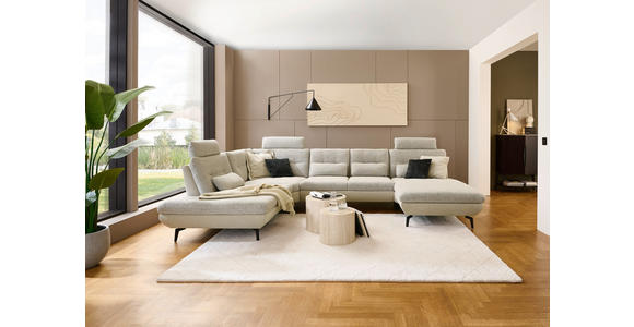 WOHNLANDSCHAFT Silberfarben, Beige Chenille  - Beige/Silberfarben, Design, Textil/Metall (243/352/190cm) - Dieter Knoll