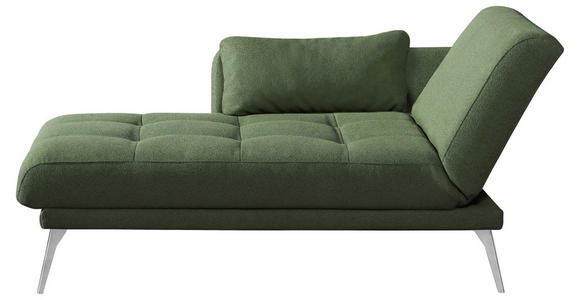 RÉCAMIERE Amira in Dunkelgrün  - Chromfarben/Dunkelgrün, KONVENTIONELL, Textil/Metall (200/85/106cm) - Novel