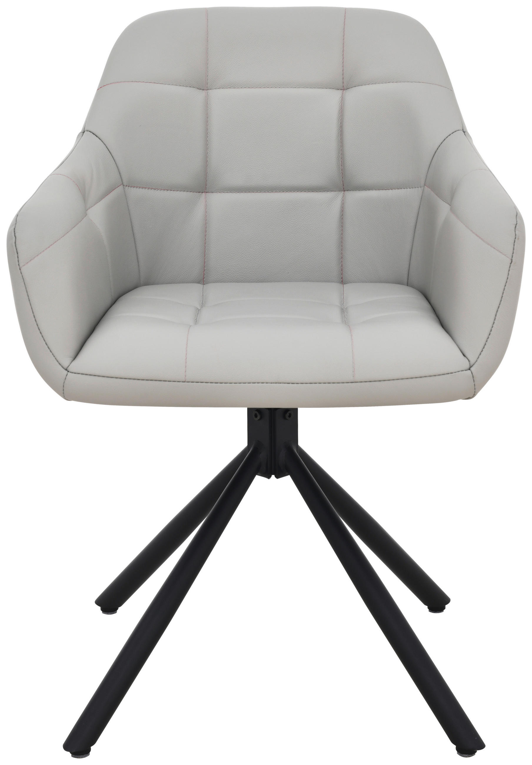 ARMLEHNSTUHL  in Eisen Echtleder pigmentiert  - Beige/Schwarz, Basics, Leder/Holz (56/82/59cm) - Livetastic