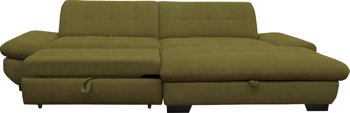 ECKSOFA in Mikrofaser Grün  - Schwarz/Grün, Design, Textil/Metall (290/198cm) - Xora