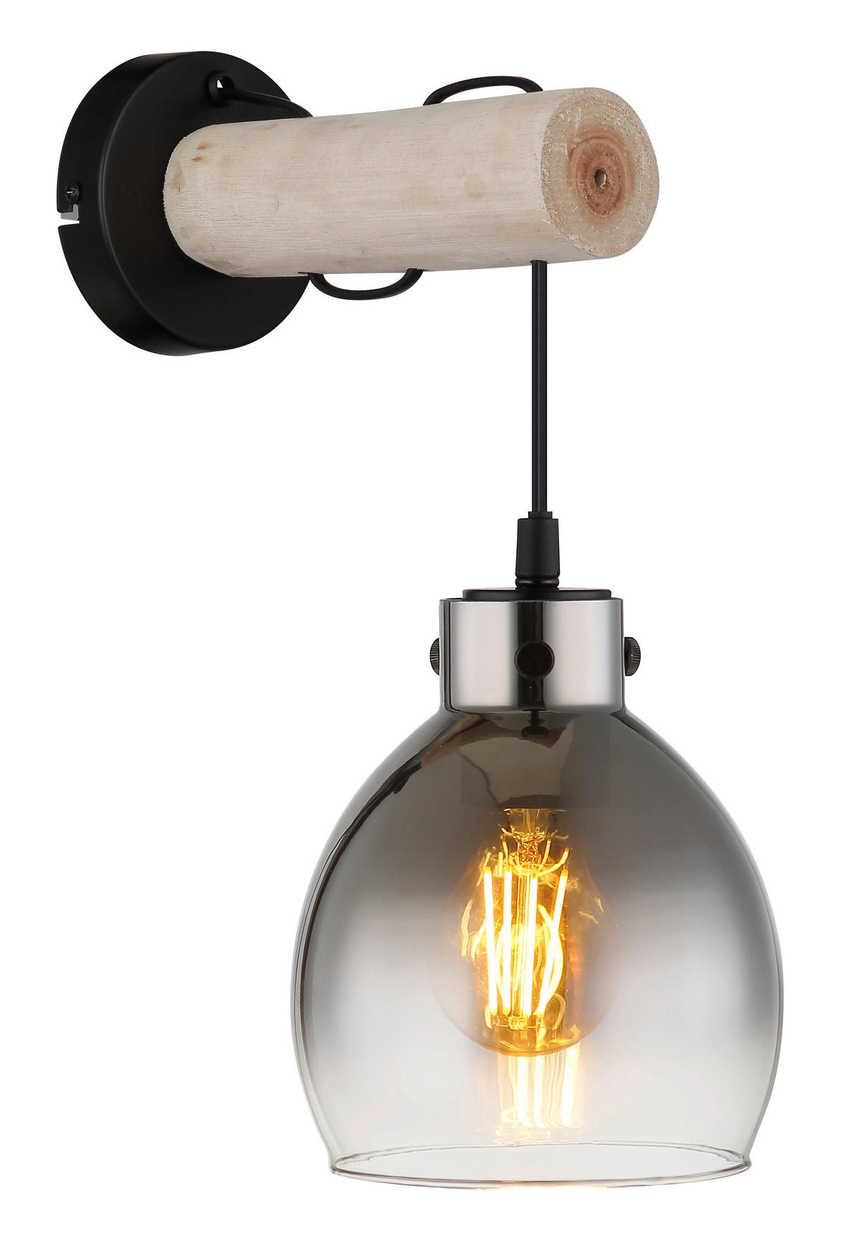 VÄGGLAMPA 15/24/33 cm   - svart/naturfärgad, Natur, metall/trä (15/24/33cm) - Globo