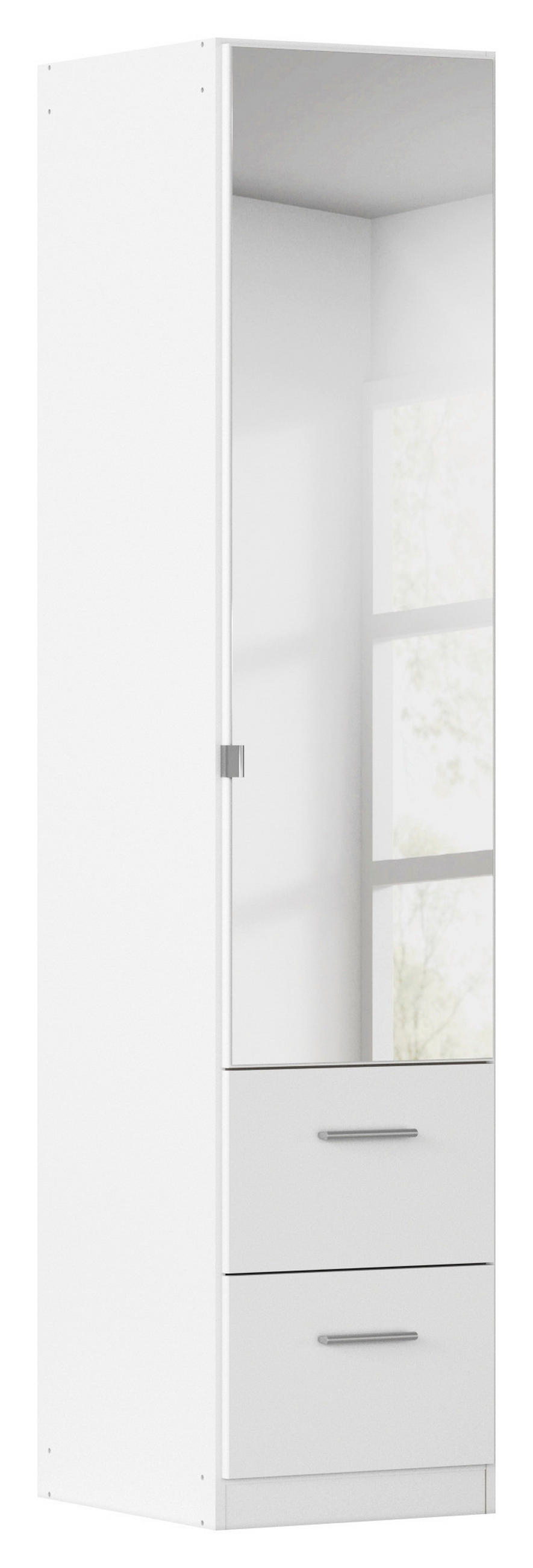 DREHTÜRENSCHRANK 47/210/54 cm,  in Weiß, 1-türig  - Alufarben/Weiß, KONVENTIONELL, Glas/Holzwerkstoff (47/210/54cm) - home24