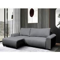 ECKSOFA in Struktur Grau  160/250 cm  - Schwarz/Grau, Design, Kunststoff/Textil (160/250cm) - MID.YOU