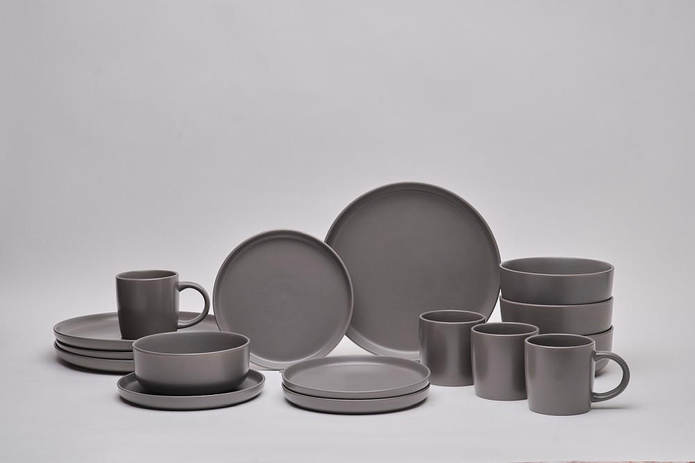 KOMBISERVICE Grau Salerno 16-teilig 4 Personen  - Grau, Trend, Keramik - Novel