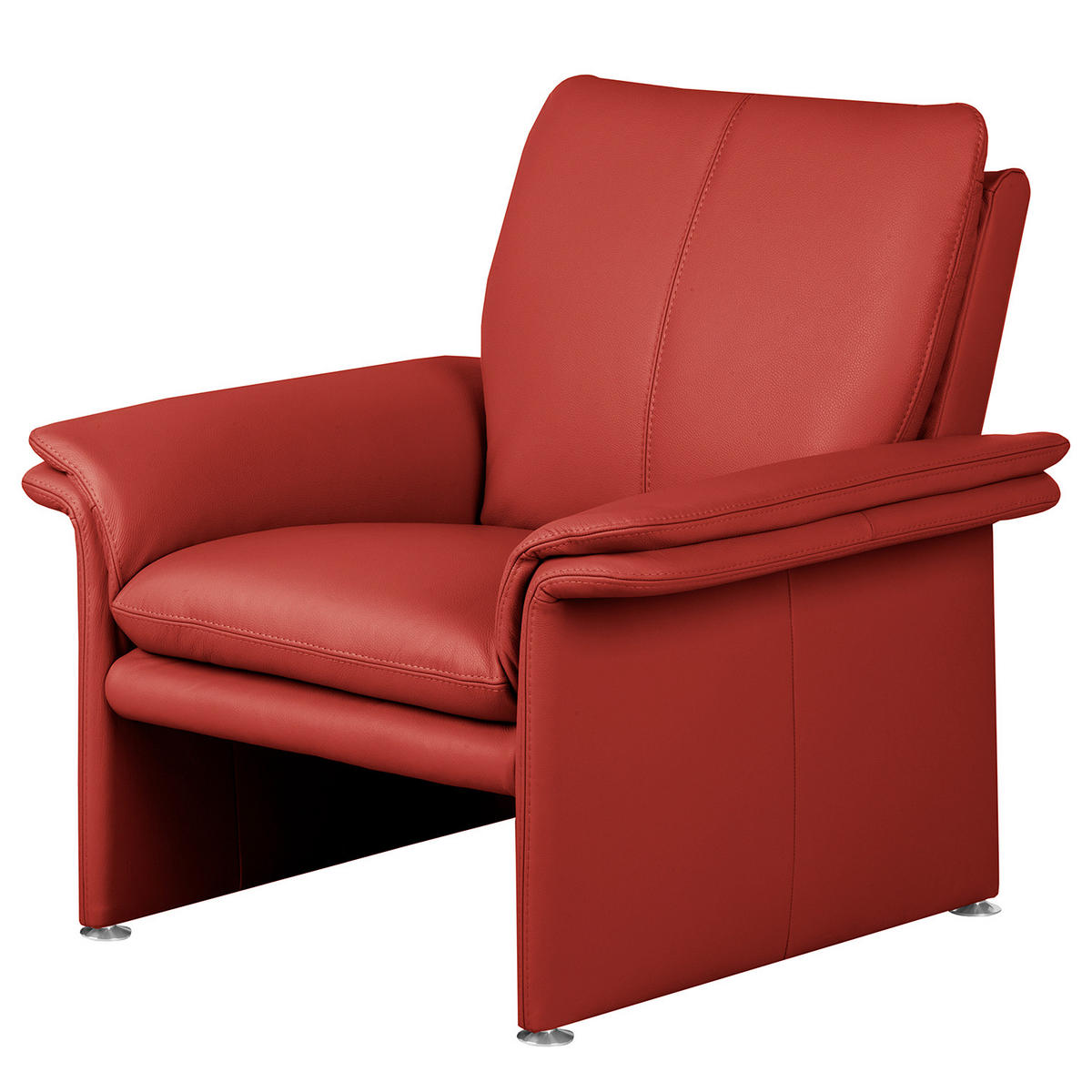 SESSEL in Echtleder Rot  - Silberfarben/Rot, Design, Leder/Metall (93/90/88cm) - Livetastic