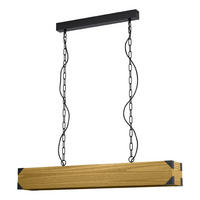 HÄNGELEUCHTE 90/12,5/110 cm  - Schwarz/Braun, Natur, Holz/Metall (90/12,5/110cm) - Eglo