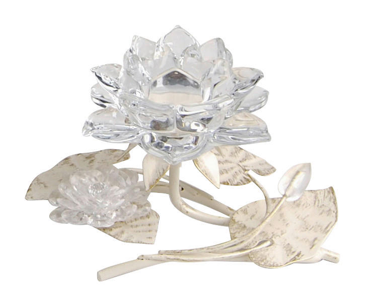 SVIJEĆNJAK  metal, plastika, staklo   - prozirno/boje šampanjca, Basics, staklo/metal (19/11/14cm) - Ambia Home