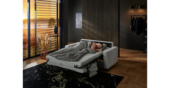 SCHLAFSOFA  in Webstoff Ecru  - Ecru/Schwarz, KONVENTIONELL, Textil/Metall (196/87/103cm) - Dieter Knoll