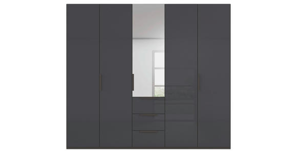DREHTÜRENSCHRANK 251/235/61 cm,  in Graphitfarben, 5-türig  - Graphitfarben, Basics, Glas/Holzwerkstoff (251/235/61cm) - Novel