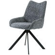 STUHL  in Eisen Chenille Metall, Textil  - Schwarz/Grau, Design, Textil/Metall (55/89/61cm) - Ambia Home