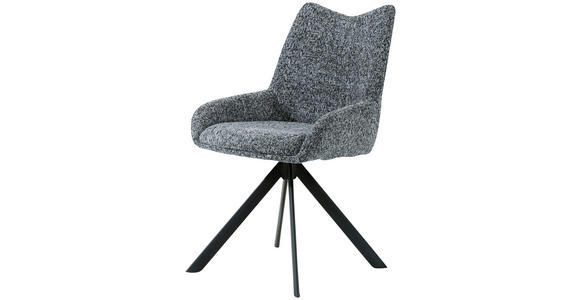 STUHL in Eisen Chenille Metall, Textil - Schwarz/Grau, Design, Textil/Metall (55/89/61cm) - Ambia Home