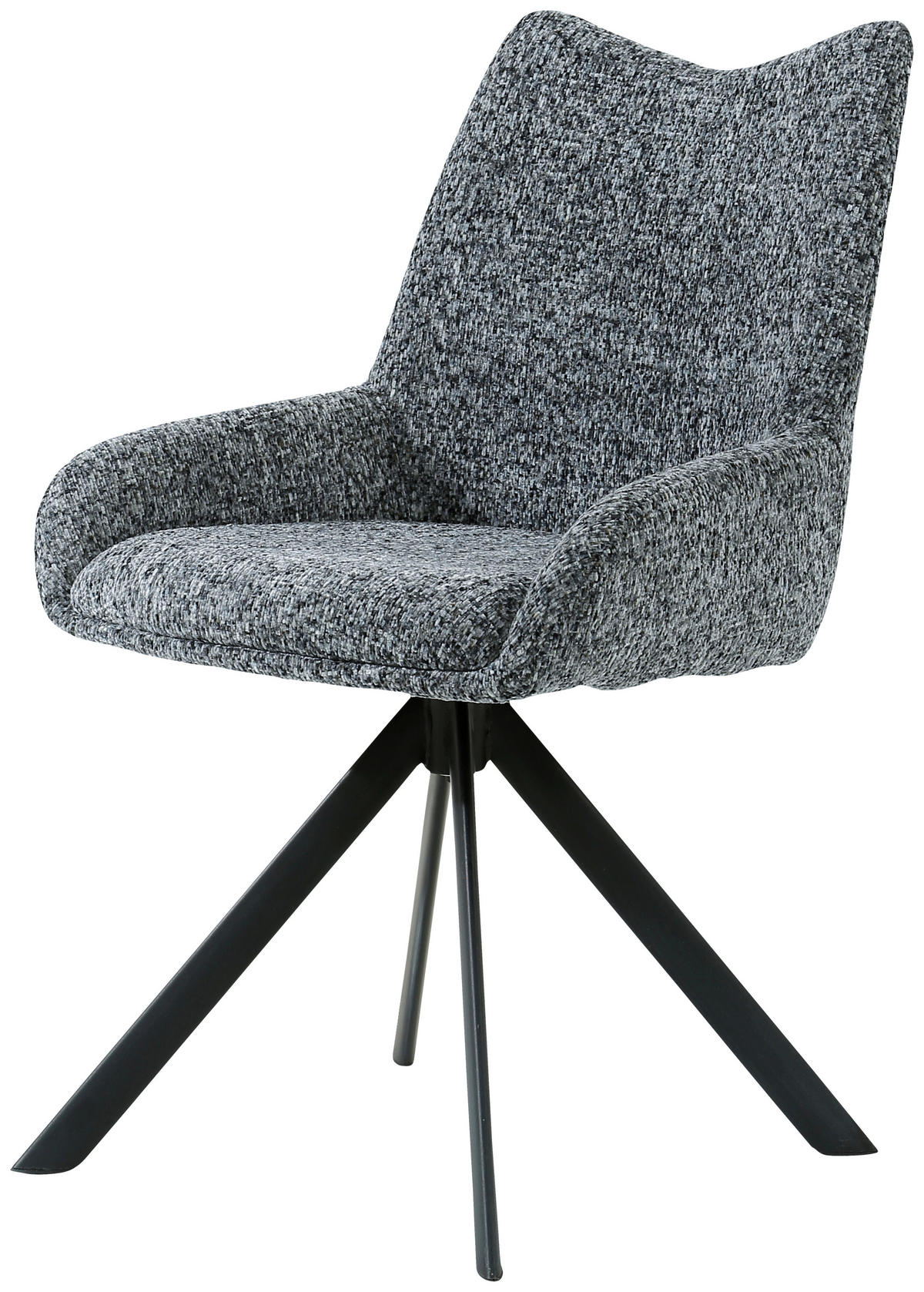 STUHL  in Eisen Chenille Metall, Textil  - Schwarz/Grau, Design, Textil/Metall (55/89/61cm) - Ambia Home