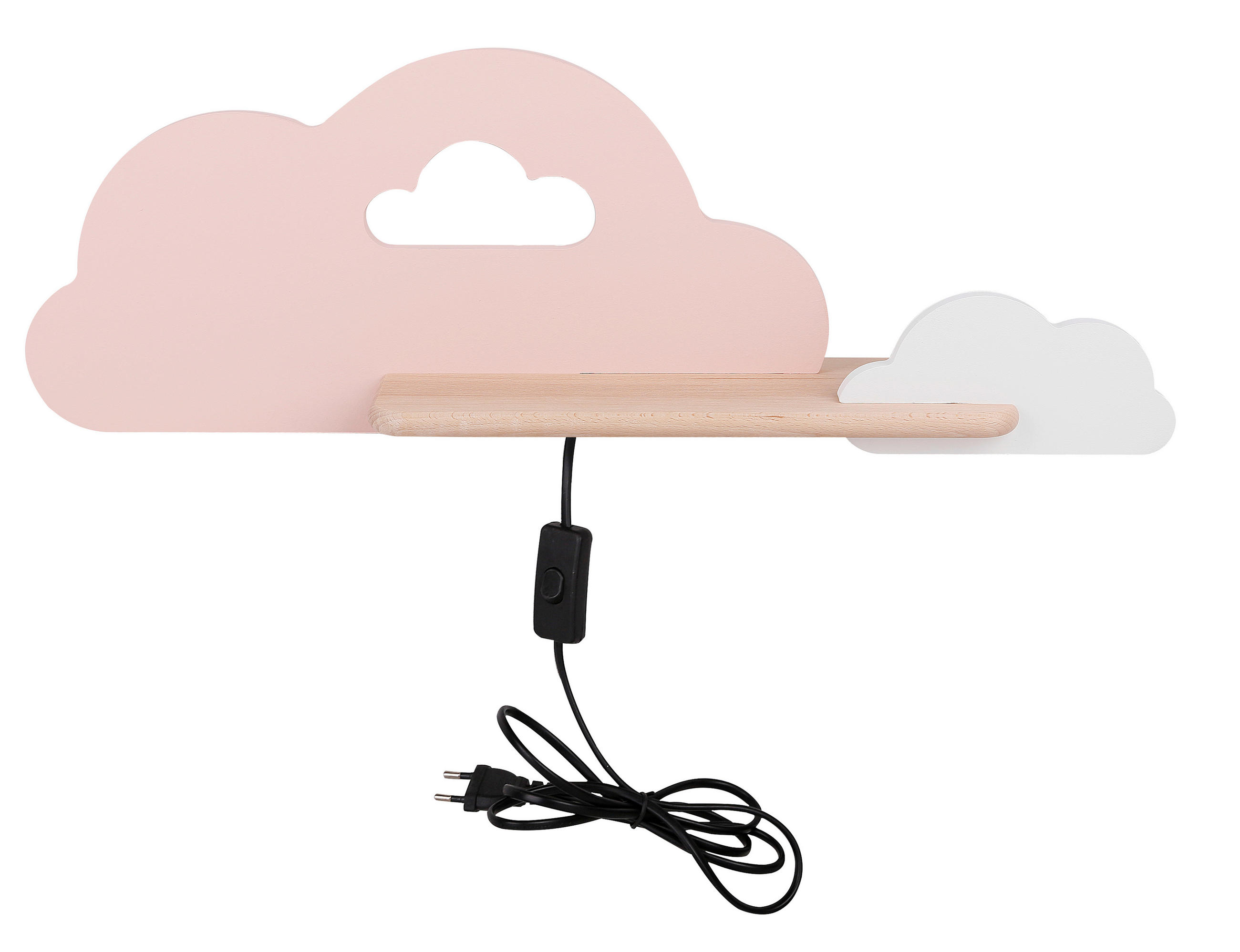 VÄGGLAMPA FÖR BARN Cloud 53/12/18.5 cm   - vit/pink, Basics, metall/trämaterial (53/12/18.5cm)