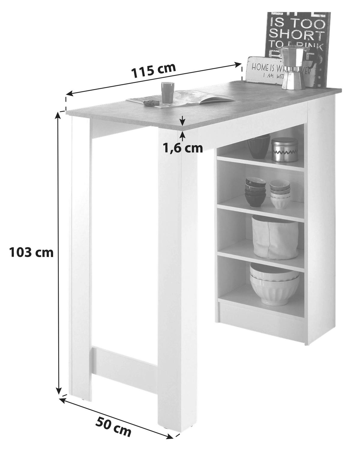 BARTISCH rechteckig Grau, Weiß  - Weiß/Grau, Design, Holzwerkstoff (115/50/103cm) - MID.YOU