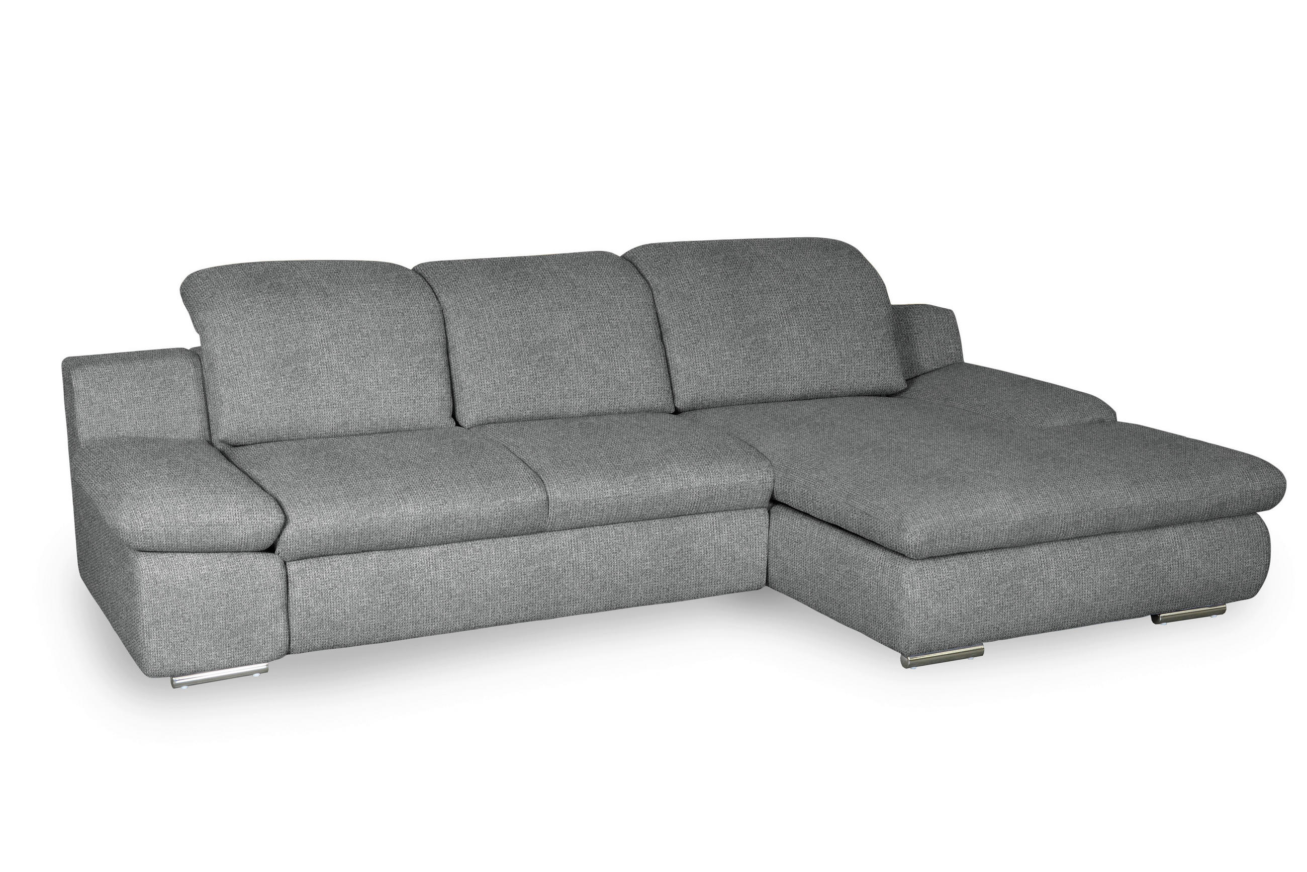 ECKSOFA Dunkelgrau Chenille  - Chromfarben/Dunkelgrau, Design, Textil/Metall (286/165cm) - Livetastic