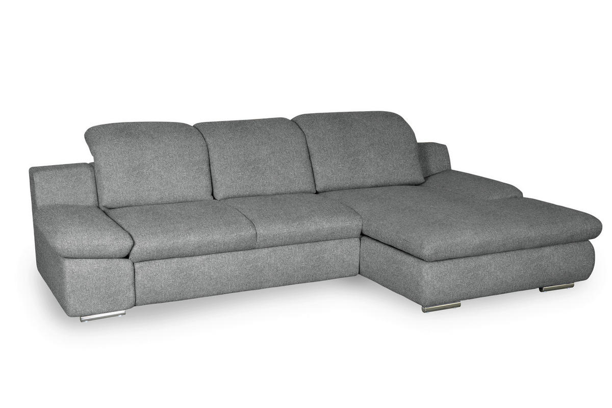 ECKSOFA in Chenille Dunkelgrau  - Chromfarben/Dunkelgrau, Design, Textil/Metall (286/165cm) - Livetastic