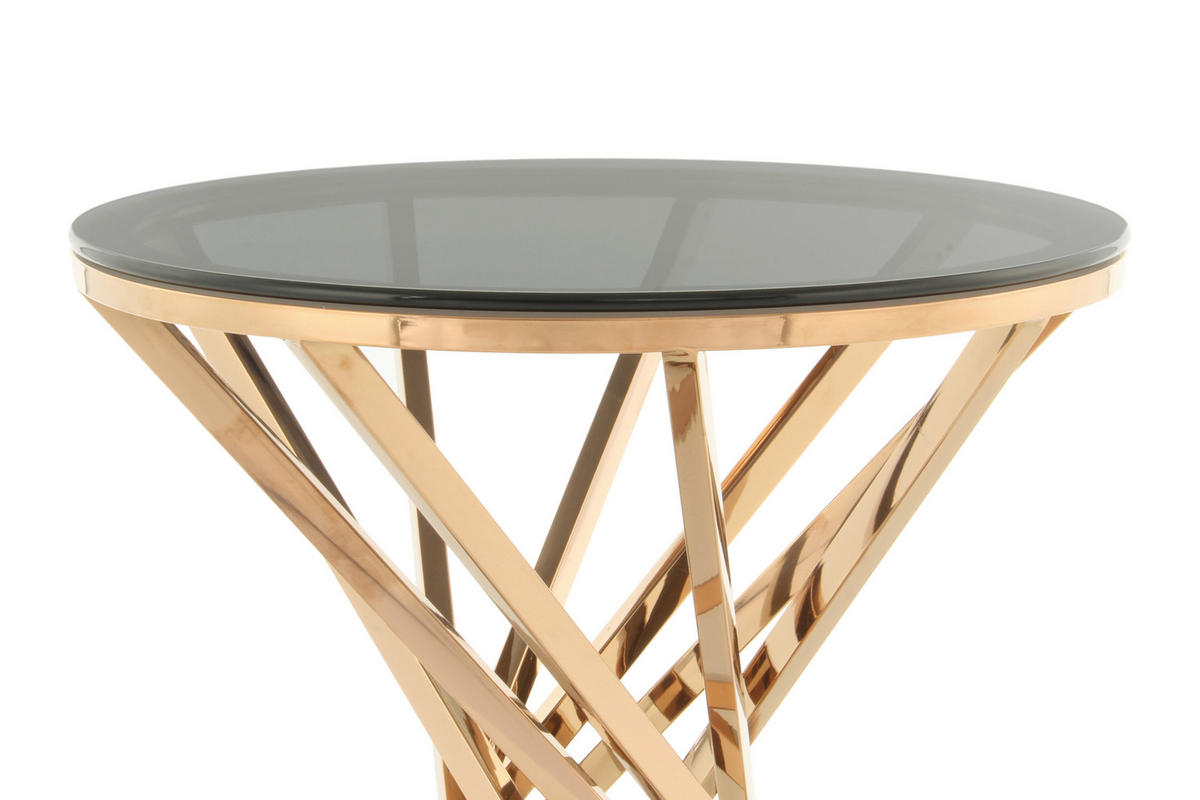 BEISTELLTISCH 40/40/42 cm Grau, Roségold rund  - Roségold/Grau, Design, Glas/Metall (40/40/42cm) - Kayoom