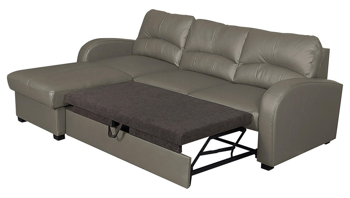ECKSOFA in Lederlook Echtleder Schlammfarben  - Schlammfarben/Schwarz, Design, Leder/Kunststoff (168/227cm) - Livetastic