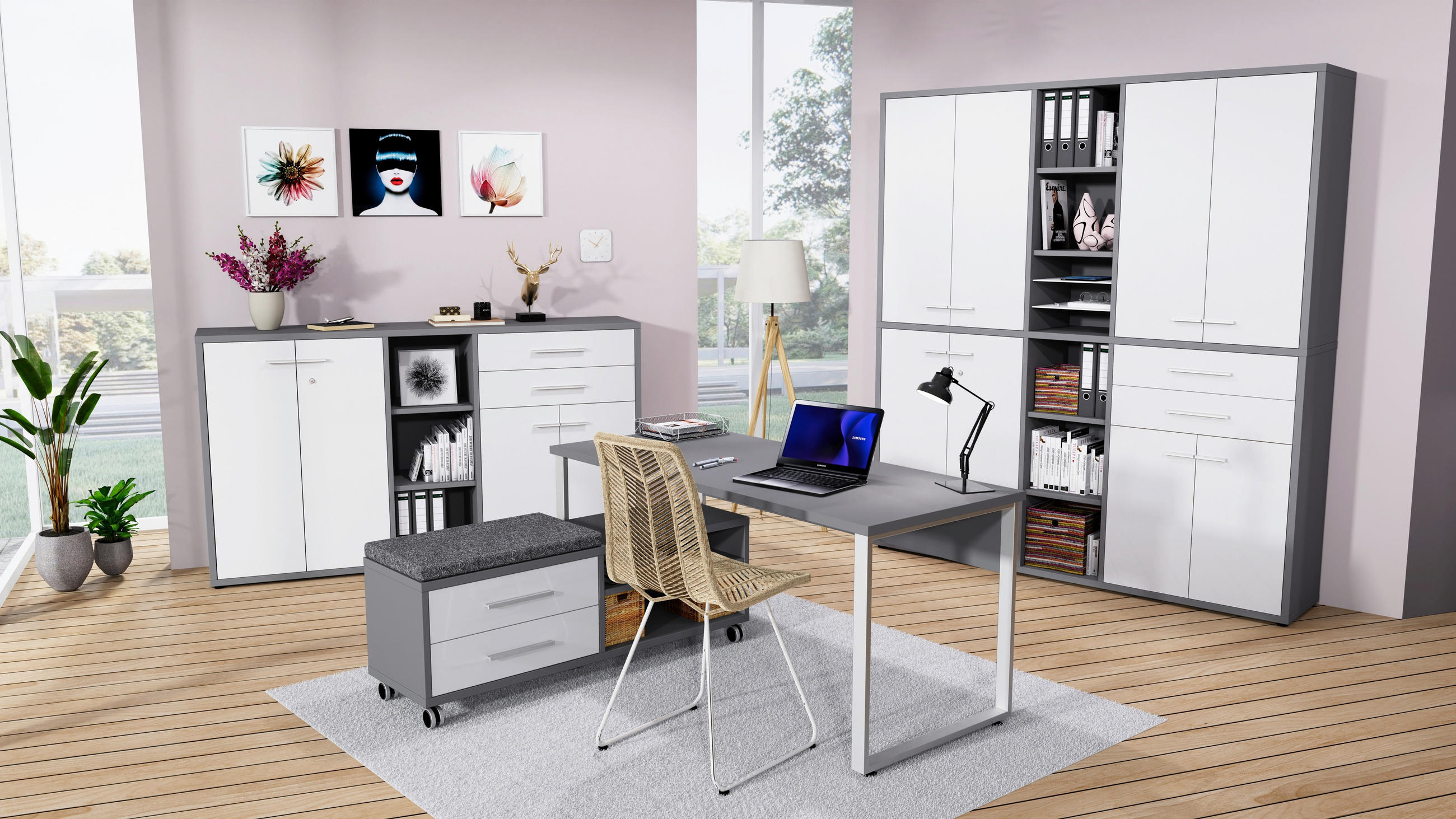 KOMMODE Texas  in 78,1/110/40 cm  - Alufarben/Schwarz, MODERN, Glas/Holzwerkstoff (78,1/110/40cm)