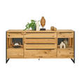 SIDEBOARD furniert, massiv Schwarz, Eichefarben  - Eichefarben/Schwarz, Natur, Glas/Holz (180,4/85/42cm) - Linea Natura